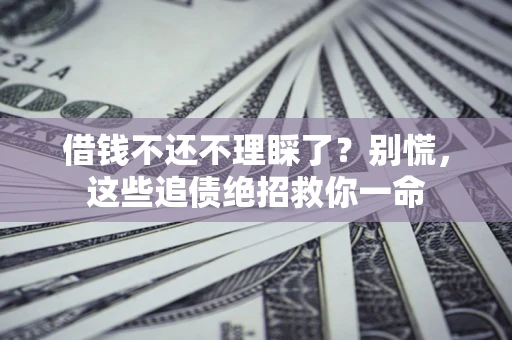 武汉借钱不还不理睬了？别慌，这些追债绝招救你一命