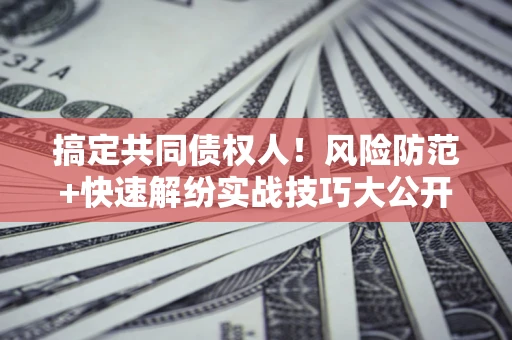 武汉搞定共同债权人!风险防范+快速解纷实战技巧大公开 武汉搞定共同债权人!风险防范+快速解纷实战技巧大公开